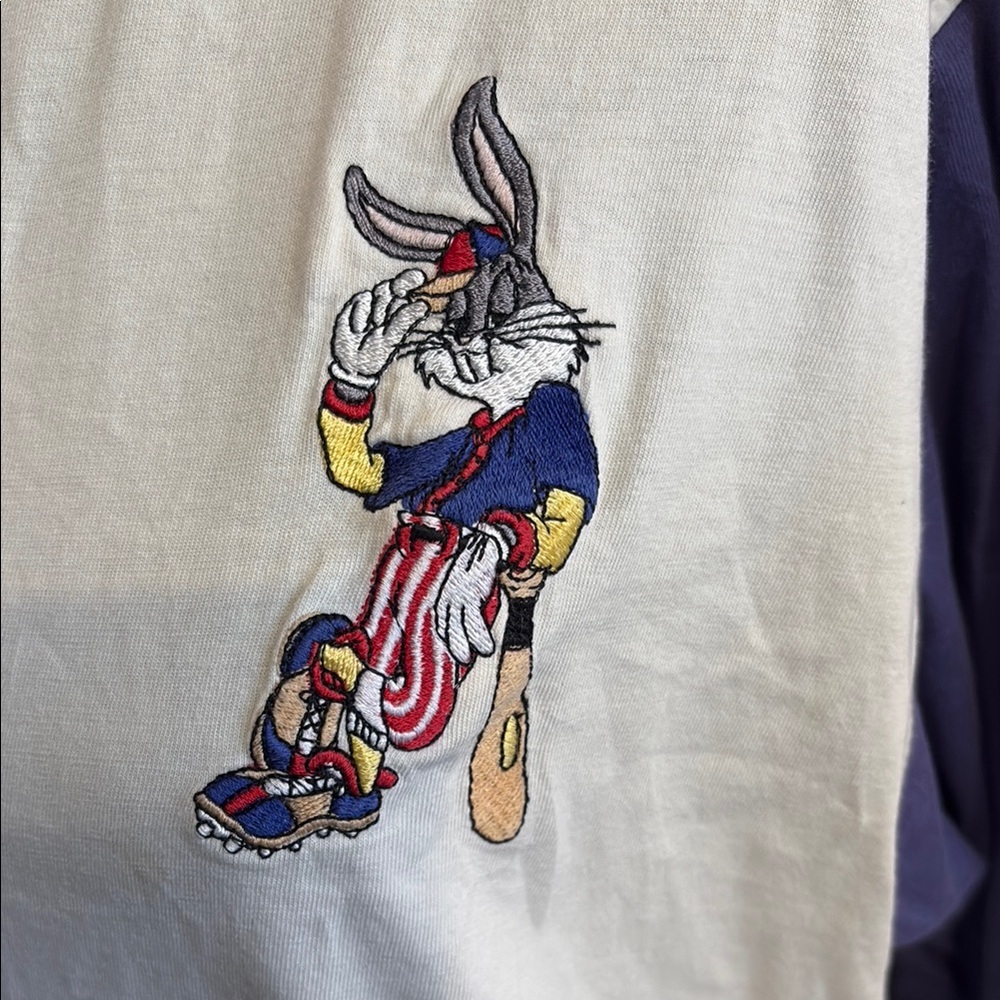 Vintage Acme clothing company White & cream Bugs Bunny baseball jersey, L - Picture 2 of 4